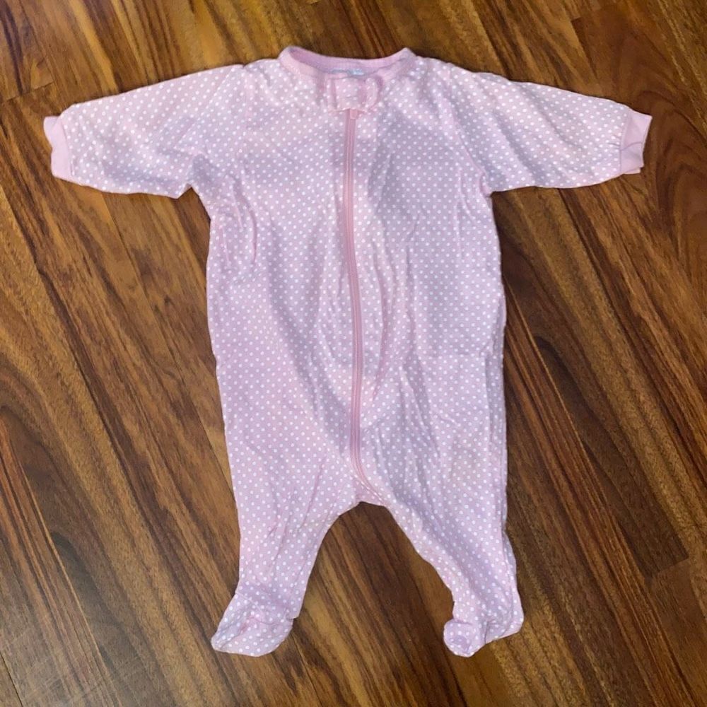 5 For $25 Gerber Pink Polka Dot Zipper Footie Baby Size Newborn